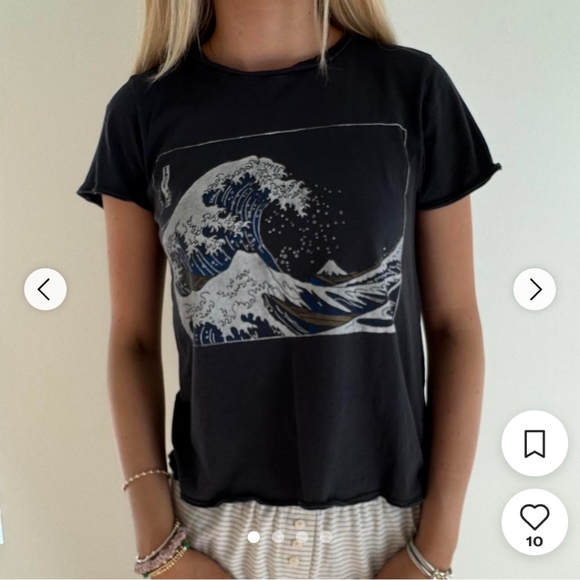 Urban Outfitters Grey "The Great Wave" T Shirt - S - Picture 1 of 7